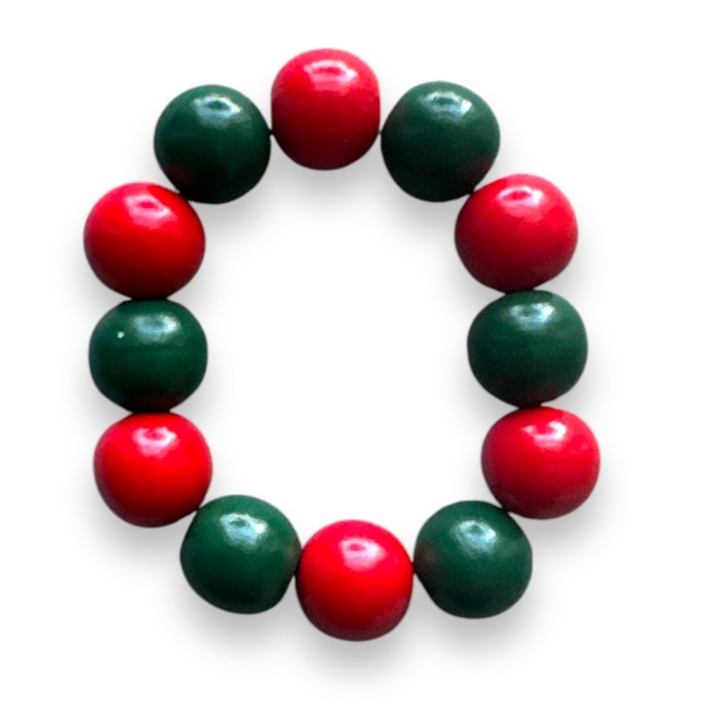 3 FOR $10 HANDCRAFTED Christmas Red & Green Colourful Chunky Beaded Bracelet